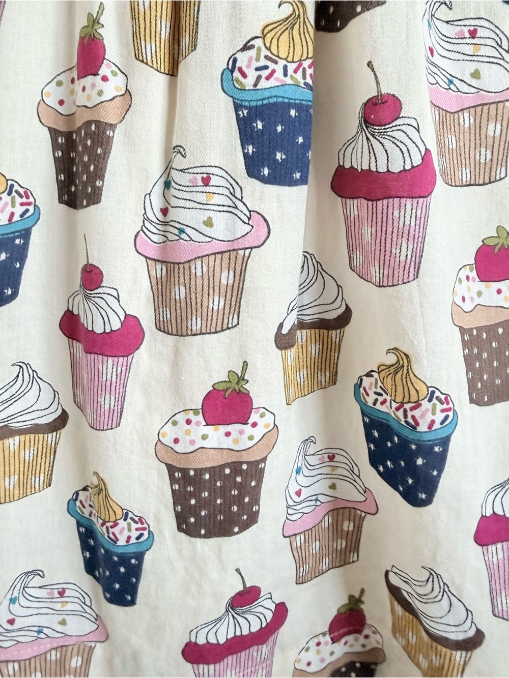 Pink Chicken Girls 5Y Cupcake Dessert Print Long Sleeve Dress Cream Pink - Picture 4 of 9